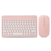 Bluetooth Keyboard and Mouse Combo for iPad - Rechargeable Wireless Keyboard & Mouse Compatible with iPad 9th/8th Gen, iPad Pro/Air/Mini, iPhone14/13/12 Pro, Round Keys Pink