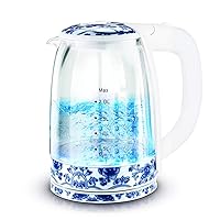 Kettles,2L Glass Electric Kettle,Eco Water Kettle, Cordless Water Boiler with Stainless Steel Inner Lid Base,Fast Boil Auto-Off Boil-Dry Protection,1850W
