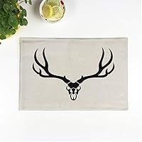Set of 4 Placemats Deer Skull Head Logo 12.5x17 Inch Non-Slip Washable Place Mats for Dinner Parties Decor Kitchen Table