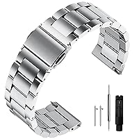 Stainless Steel Watch Band Quick Release 16mm 18mm 20mm 22mm Universal Classic Premium Brushed Metal Watch Strap Smartwatch Replacement Band Men Women fit Most Traditional Watches