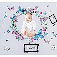 Baby Monthly Milestone Blanket Infant First Year Beauty Butterfly Milestone Blanket