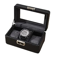 Travel Watches Box Case Organizer - Watch Storage Organizer Collection - Top Grade Faux Leather (Black Lychee)