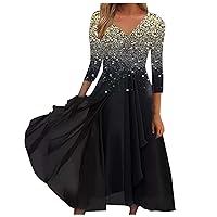 Dress Long Sleeve, Women Ladies Fashion V-Neck Dress Evening Dress Chiffon Irregular Dress