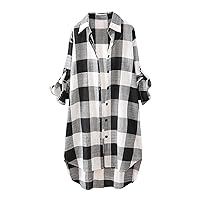 Ladies T Shirts Tee Tops for Women Turtle Neck Chiffon Loose Fit Long Plaid Cardigan Fall Winter Shirts 2024 Trendy