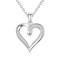 FENCCI Solid 14K Gold Heart Pendant Necklace with Moissanite Diamond Birthday Anniversary Mother's Day Gift for Mom Jewelry for Her Wife Grandma,16+2 Inch