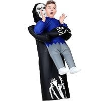 Grim Reaper Inflatable Costume for Kids Halloween Death Scary Blow Costumes Abduction Inflatable Costume for Boys Girls Funny Cosplay Party, 5-14 Years
