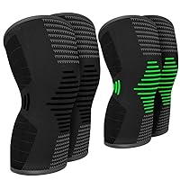 Scuddles Compression Knee Sleeve -Best Knee Brace for Meniscus Tear, Arthritis, Quick Recovery – Knee Support for Running, Crossfit, Basketball and Other Sports (Large), GREEN-BLACK 4 PACK, 18