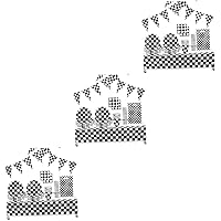BESTOYARD 3 Sets Racing Theme Set checkered race car birthday party supplies cupcake stand for 24 cupcakes cup cake tier stand paper plates picnic table covers plastic racing car tableware