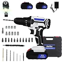 Cordless Drill 21 V Cordless Screwdriver Set with 1500 mAh Battery and 24-Piece Accessories, 45 N.m Max Battery Drill, 2-Speed, Torque on 25+1 Levels, Battery Drill Screwdriver with LED Work Light