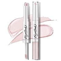 Cream Eyeshadow Stick & Liquid Glitter Eyeshadow Duo, Brilliant Metallic Highlighter Eye Brightener Stick Makeup Set #E02 - Quartz Pink