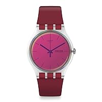 Swatch Unisex - Adult Analogue Swiss Quartz Watch with Silicone Strap SUOK717, red, Strap.