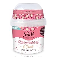 Hair Removal Waxing Dots - Strawberries & Cream Hard Wax Beads - Wax Kit Hair Removal For Women - Microwaveable No-Strip Formula