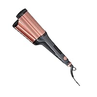 Hairitage Catch The Wave Curling + Crimping Iron - 3 Barrel Ceramic Tourmaline Pink Curler + Crimper - Beach Waves + Curls - Reduce Frizz + Increase Shine - All Hair Types + Textures
