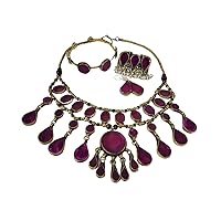 Afghan Kuchi Tribal Cassidy Bib Necklace, Bubble Necklace, Gypsy Boho Necklace Jewelry, Bohemian Necklace Jewelry, Blue