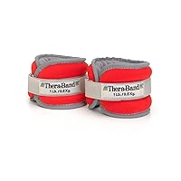 THERABAND Ankle Weights, Comfort Fit Wrist & Ankle Cuff Weight Set, Adjustable Walking Weights for Cardio, Home Workout, Ankle Strengthening & Physical Therapy, Red, 1 lb. Each, Set of 2, 2 Pounds