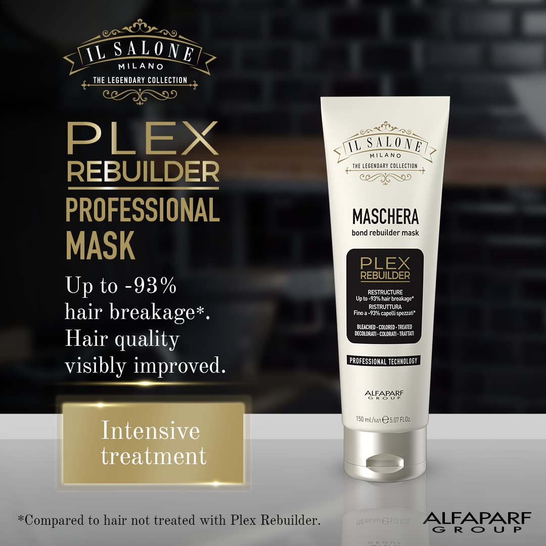 Il Salone Milano Professional Plex Rebuilder Hair Mask for Color Treated Hair - Professional Overnight Mask for Dry, Damaged Hair - Protein Hair Mask & Bond Repair Treatment (5.18 oz / 150 ml)