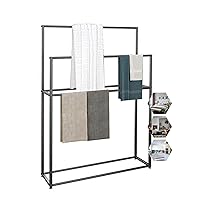 Freestanding Towel Holder Metal Towel Rack Stand Alone Bath Towel Stand for Bathroom Floor Pool Kitchen Washroom/Black/95X20X110Cm