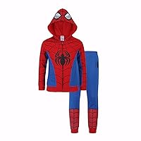 Marvel Spider-Man, Miles Morales, & Venom Boys Zip Up Hooded Sweatshirt and Pants Set for Toddlers and Big Kids – Black/Red