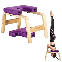 Yes4All Yoga Headstand Bench with PU Pads and Thickness Foam, Wooden Inversion Chair for Balance Training Core Strengthening