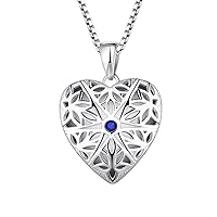 FJ Photo Locket Necklace 925 Sterling Silver Picture Memory Locket Pendant Necklace Jewellery Gifts for Women Girls, Heart/Oval/Round/Opal