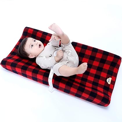 Super Soft and Stretchy Changing Pad Cover 2pk by BlueSnail (red buffola Plaid)