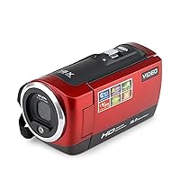 Camcorder Video Camera HD Video Camera 2.7 Inch LCD Screen 16x Zoom Digital Anti-Shake Mini Camcorder Camara Digital Professional (Size : with 16GB SD Card, Color : Rojo)