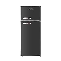 RCA RFR1055-BLACK, Retro 2 Door Apartment Size Refrigerator with Freezer, 10, Black, cu ft