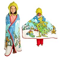 Franco Dr. Seuss The Grinch Costume Holiday and Christmas Kids Super Soft Hooded Throw with Detachable Hat, 50