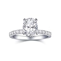 2 Carat Oval Engagement Rings Set for Women | Cubic Zirconia Wedding Sets | Wedding Band Ring | Promise Rings for Her 18K White Gold Plated Jewelry Gifts Size 4-11