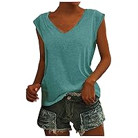 Going Out Tops for Women, Casual Cap Sleeve T Shirts Basic Summer Tops Loose Solid Color Blouse
