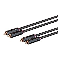 Monoprice Male RCA Two Channel Stereo Audio Cable - 25 Feet - Black, Gold Plated Connectors, Double Shielded with Copper Braiding - Onix Series