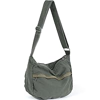 WantGor Canvas Crossbody Bag for Women Men, Large Shoulder Tote Bag Work Handbag Casual Hobo Bags