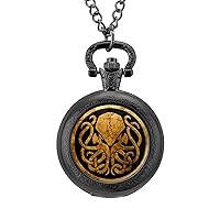 Cthulhu Vintage Pocket Watch with Chain Arabic Numerals Scale Alloy Pocket Watch Gift