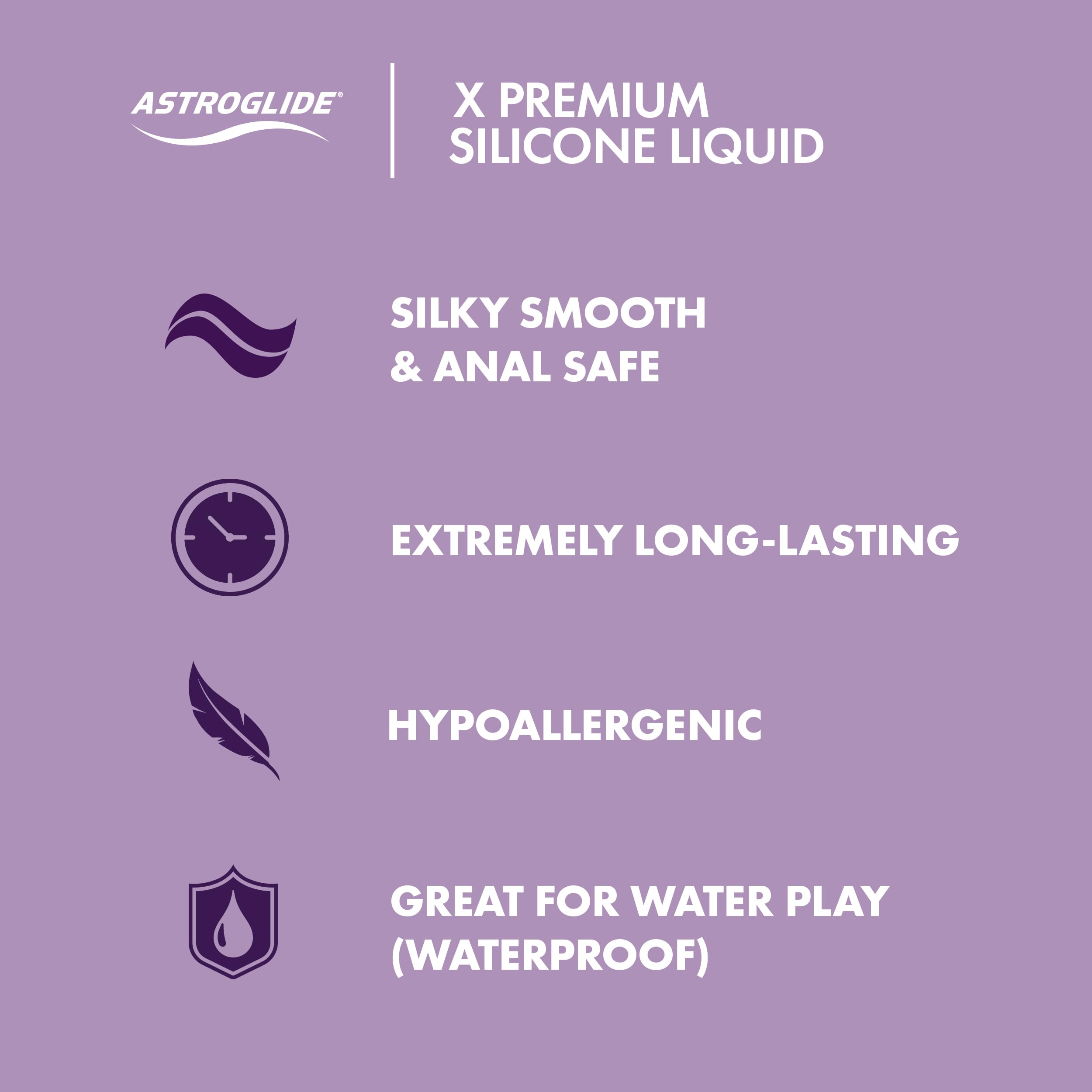 Astroglide X Premium Silicone Personal Lubricant (5oz), Extra Long-Lasting Silky Lube, Hypoallergenic, No Parabens or Glycerin, Waterproof for Water Play, Anal Safe, Dr. Recommended Brand