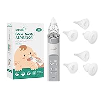 Baby Nasal Aspirator Grey with 6 Food-Grade Silicone Replacement Nozzles, Nose Sucker for Baby, Automatic Nose Sucker for Infants, Rechargeable, with Music & Light Soothing Function