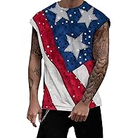 Independence Day Men's Quick Dry Sports Tank Tops Athletic Gym Bodybuilding Fit Sleeveless Shirts for Beach Running Workout