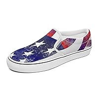 American Flag Women's Slip on Canvas Non Slip Shoes for Women Skate Sneakers (Slip-On)