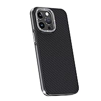 Magnetic Case for iPhone 15 Pro Max/15 Pro/15 Plus/15, Genuine Carbon Fiber Cover with Metal Lens Camera Protection Wireless Charging Shell,Black,15 Pro Max''
