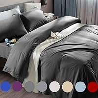 SONORO KATE Bed Sheet Set Super Soft Microfiber 1800 Thread Count Luxury Egyptian Sheets Fit 18-24 Inch Deep Pocket Mattress Wrinkle-6 Piece (Dark Grey, Queen)
