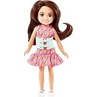 Chelsea Doll, Small Doll with Brace for Scoliosis Spine Curvature, Brunette Wearing Pink Lightning Bolt Dress