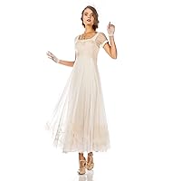 Nataya 40823 Women’s 1920s Wedding Party Vintage Dress in Ivory Peach