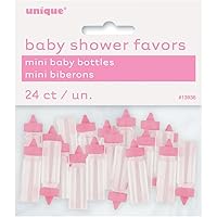 Mini Baby Pink Plastic Bottle Favors - 1'', 24 Count - Ideal for Girl Baby Showers, Baptisms & Gender Reveals