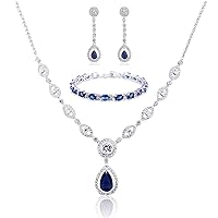 GULICX AAA Cubic Zirconia CZ Silver Plated Base Women's Party Jewelry Set Earrings Pendant Necklace