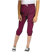 Youth Girls' Capri Crop Travel Pants (Dark Purple, Small (7-8))