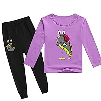 Kids Casual 2 Piece Outfits Slogoman Crewneck Tops+Elastic Waist Sweatpants Sets Comfy Cute T-shirts for Boys Girls