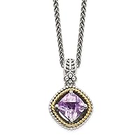 925 Sterling Silver Polished Prong set Lobster Claw Closure With 14k 2.10Pink Amethyst 18inch Necklace Jewelry for Women