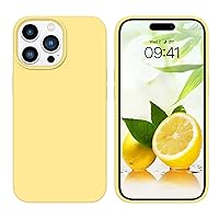 GUAGUA Compatible with iPhone 14 Pro Max Case 6.7 Inch Liquid Silicone Soft Gel Rubber Slim Microfiber Lining Cushion Texture Cover Shockproof Protective Case for iPhone 14 Pro Max, Yellow