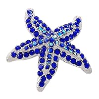 S23 Royal Blue Starfish Pin Crystal Brooch Hair Jewelry (#70)