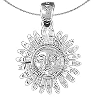 Gold Sun Necklace | 14K White Gold Sun Pendant with 18