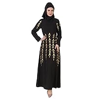 Naureen Crepe Black Muslim Traditional Dress Abaya AY-445